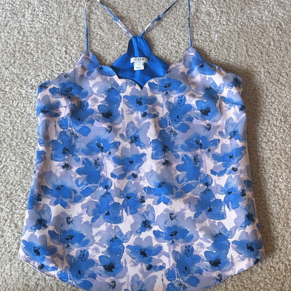J. Crew Blue Floral Camisole Top